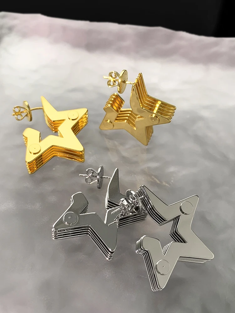 Vintage Multi Layered Stars Minimalist Personality Fashion Pendant Earrings Female Girls Trendy Earrings Exaggerated Jewelry