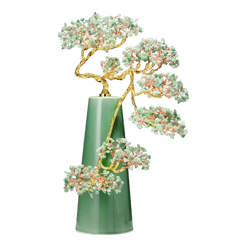 Living room entrance entrance green crystal fortune tree TV cabinet high-end decoration housewarming gifts