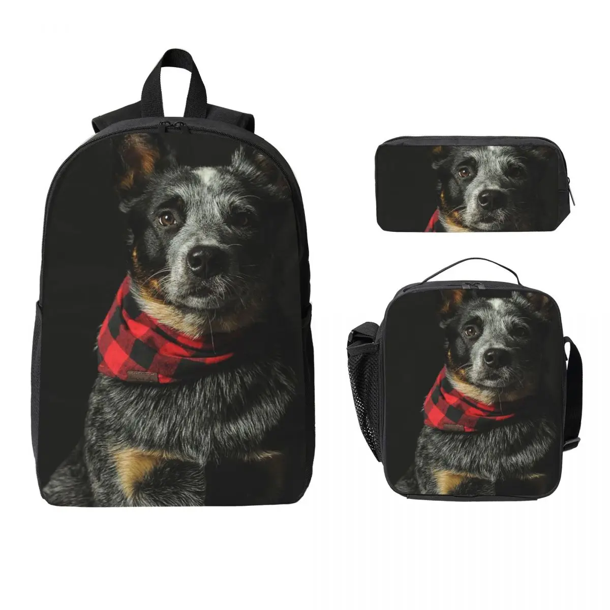 

Australian Cattle Dog Backpack Boys Girls BookBag School Bag Computer Shoulder Bags 3ps Insulated Lunch Bag Pencil Case