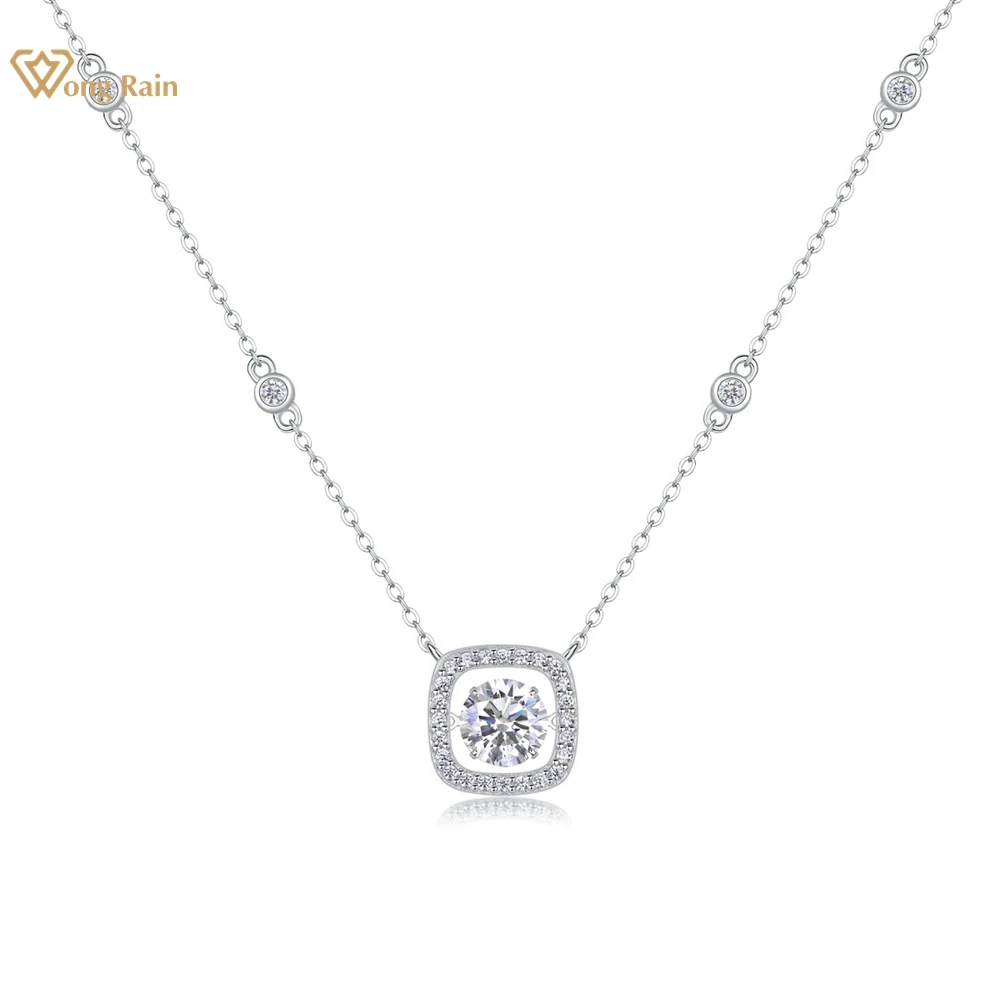 

Wong Rain 100% 925 Sterling Silver VVS1 3EX D Color Sparkling 1CT Real Moissanite Diamonds Gemstone Pendant Necklace Jewelry GRA