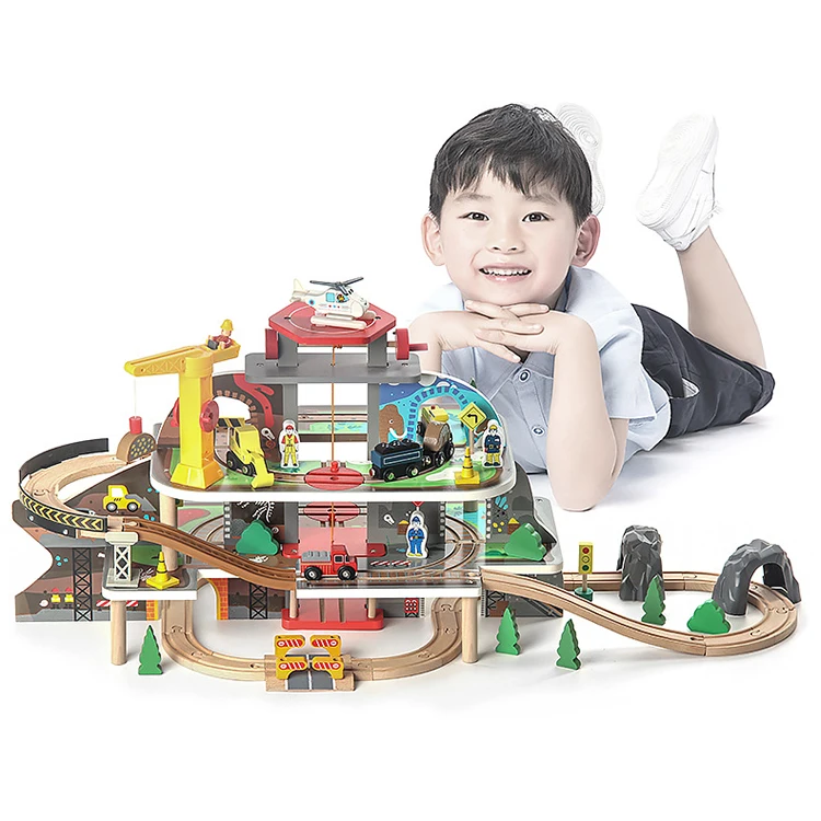 

Wooden Children's Toy Rail Car Set Electric Car Toy Building Blocks Children's Game Table Simulation Train Model Toy