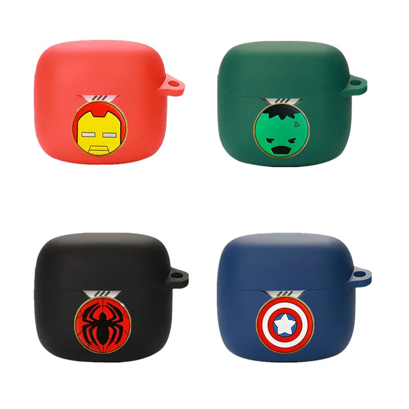 Funda Protectora de Silicona para Auriculares JBL Tune Flex / Flex 2 con Diseño de Dibujos Animados de Marvel, con Gancho