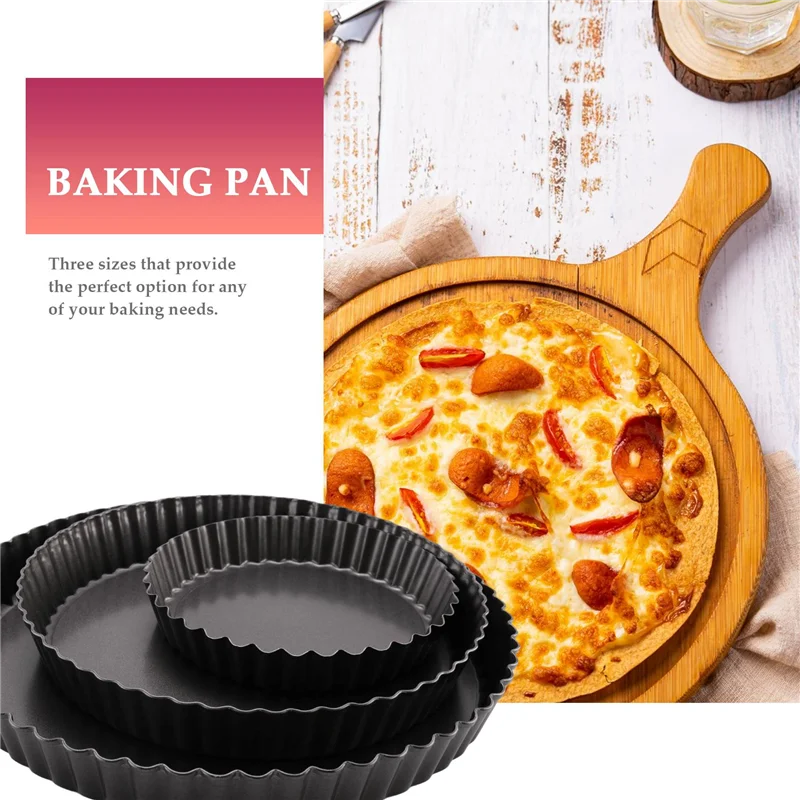ABHU Pie Tin,Non-Stick Pie Dish,Round Quiche Tart Pan,Pizza Plate With Removable Loose Bottom,Bakeware(14/20/24Cm)