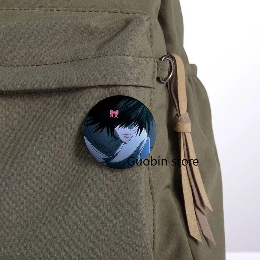 58mm New Anime Death Note Enamel Pins Handmade Round Brooch L Killer Yagami Light Cartoon Character Brooch Badge Backpacks Gifts