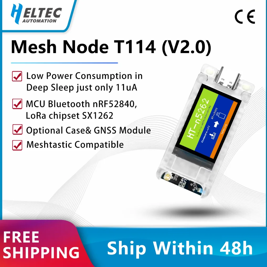 Meshtastic LoRaWAN Arduino Devboard Nordic NRF52840 SX1262 Low Power TFT Display BLE WiFi Mesh Node T114 V2.0 for Positioning