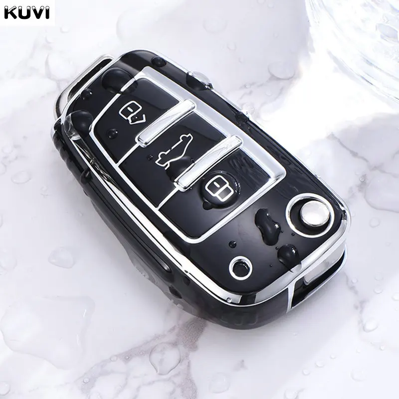 RXXR Coque de clé de voiture noire compatible avec Audi, A1, S1, A3, S3