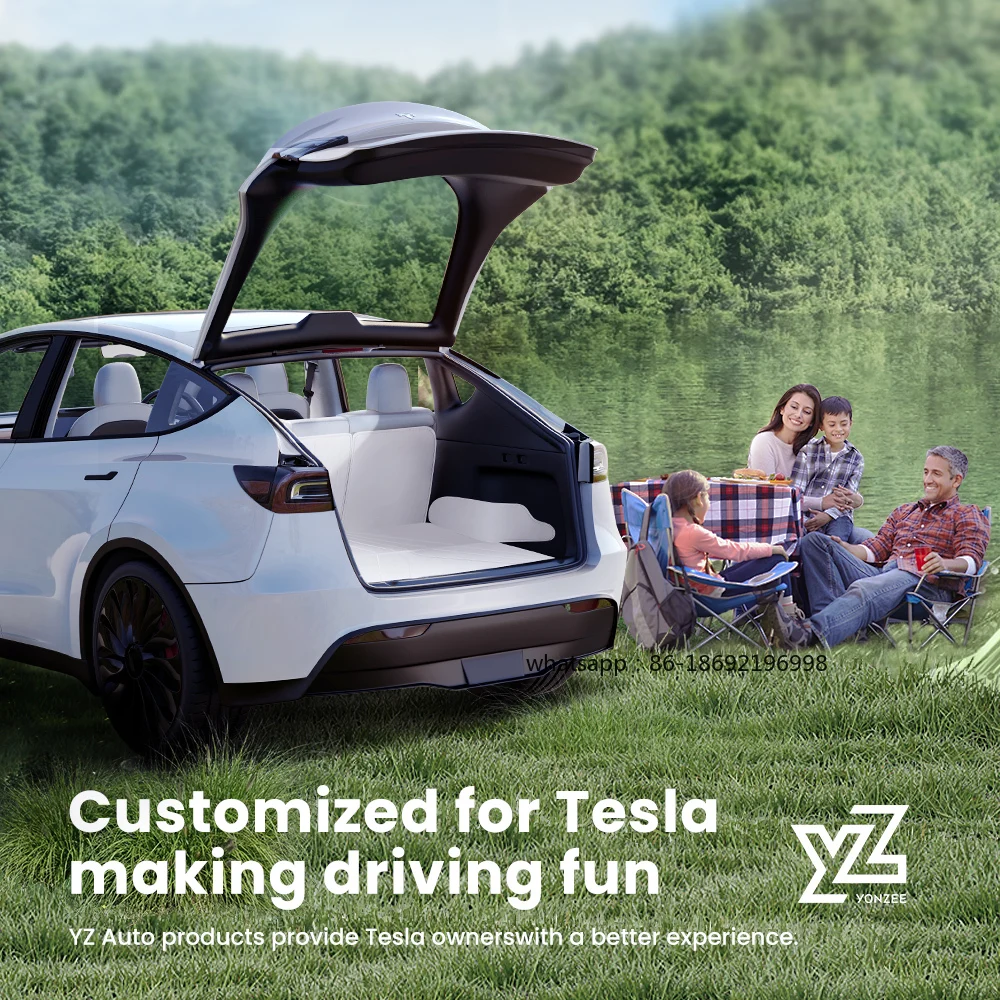 YZ For Tesla Model Y Juniper 2021-2026 Leather Trunk Mats Fully Surrounded Waterproof Non-Slip Liner Custom Floor mat