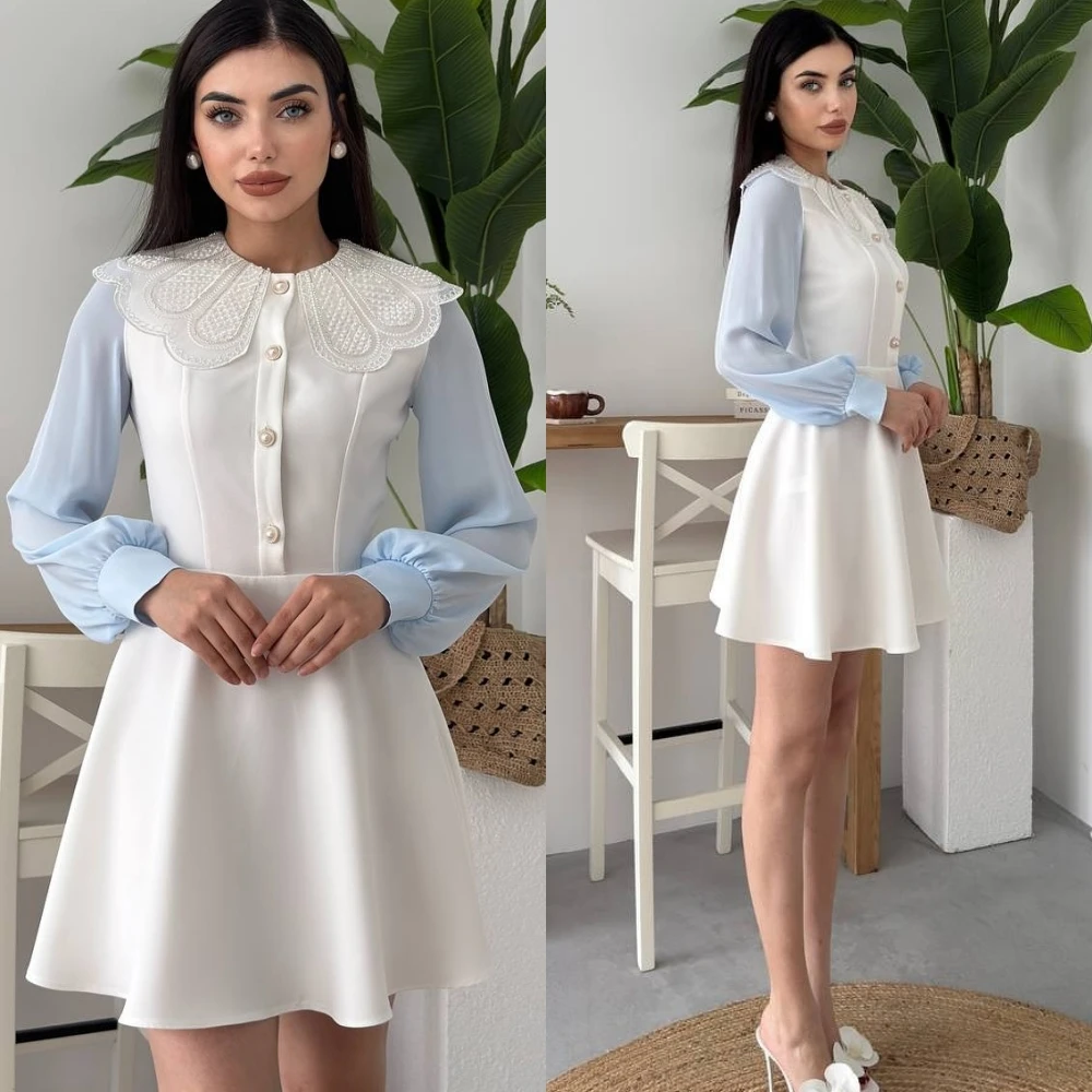 맞춤형 A라인 크루넥 우아한 분위기의 이브닝 드레스 패션 고급 셀럽 가운 섬세한 클래식 파티 드레스