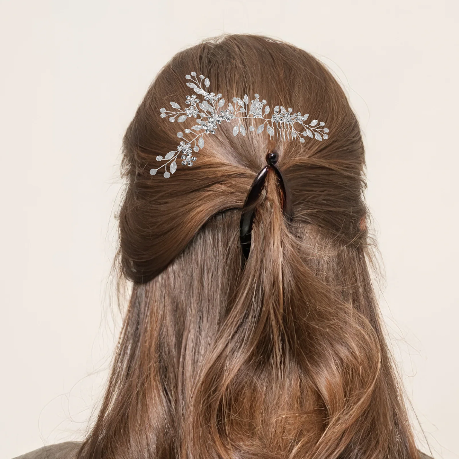 

Bridal Wedding Hair Comb Rhinestone Flower Design Lightweight Secure Fit For Women Bride Accessories Evening Party