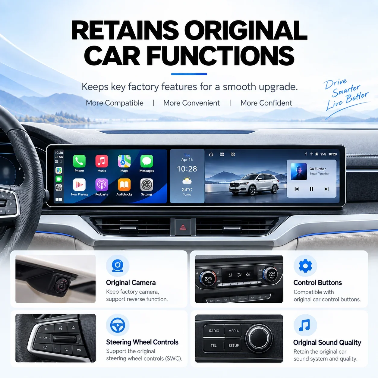 Wireless CarPlay Android Auto Dual 12.3