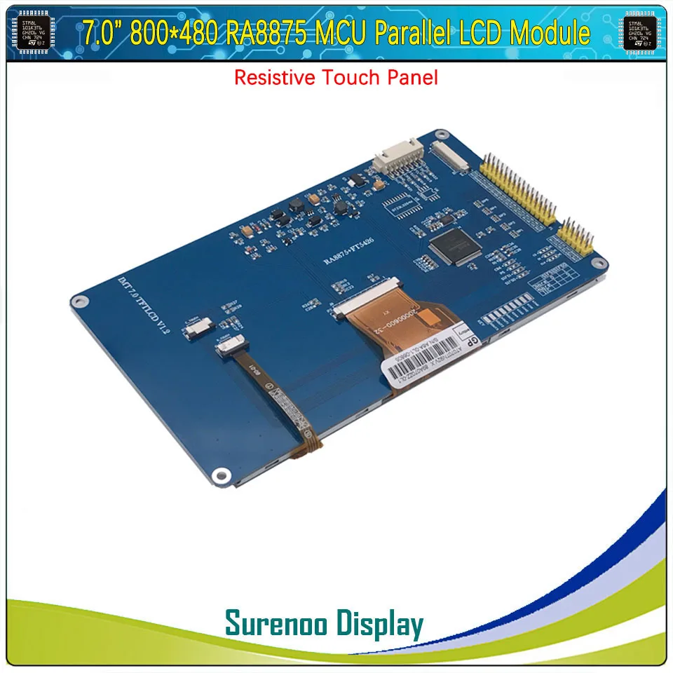 Imagem -06 - Polegadas 800*480 Ra8875 Mcu Paralelo Tft Lcd Módulo Display Tela Monitor Resistive Painel de Toque Capacitivo Paralelo Spi Iic I2c 7