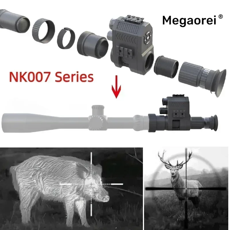 Megaorei NK007 Hunting Night Vision Scope Monocular 5X AI Zoom Video Infrared IR for Riflescope Optical Sight Hunting Camera