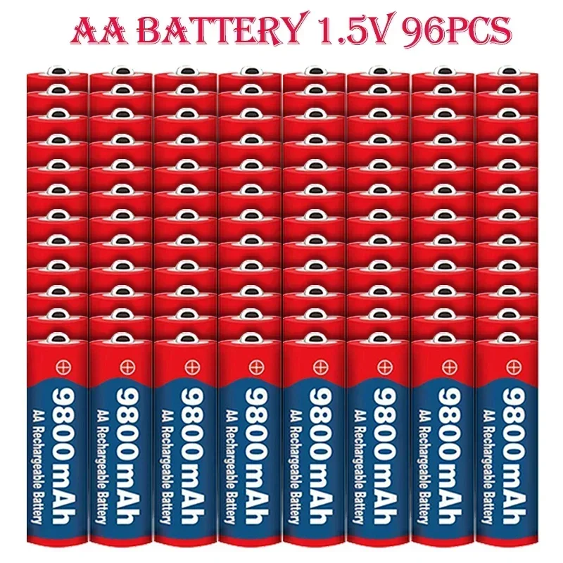 

AA battery 100% Original 2024 New High Quality 1.5V 9800mAh Rechargeable AA Battery for Led Light Toy Camera Microphone Battery