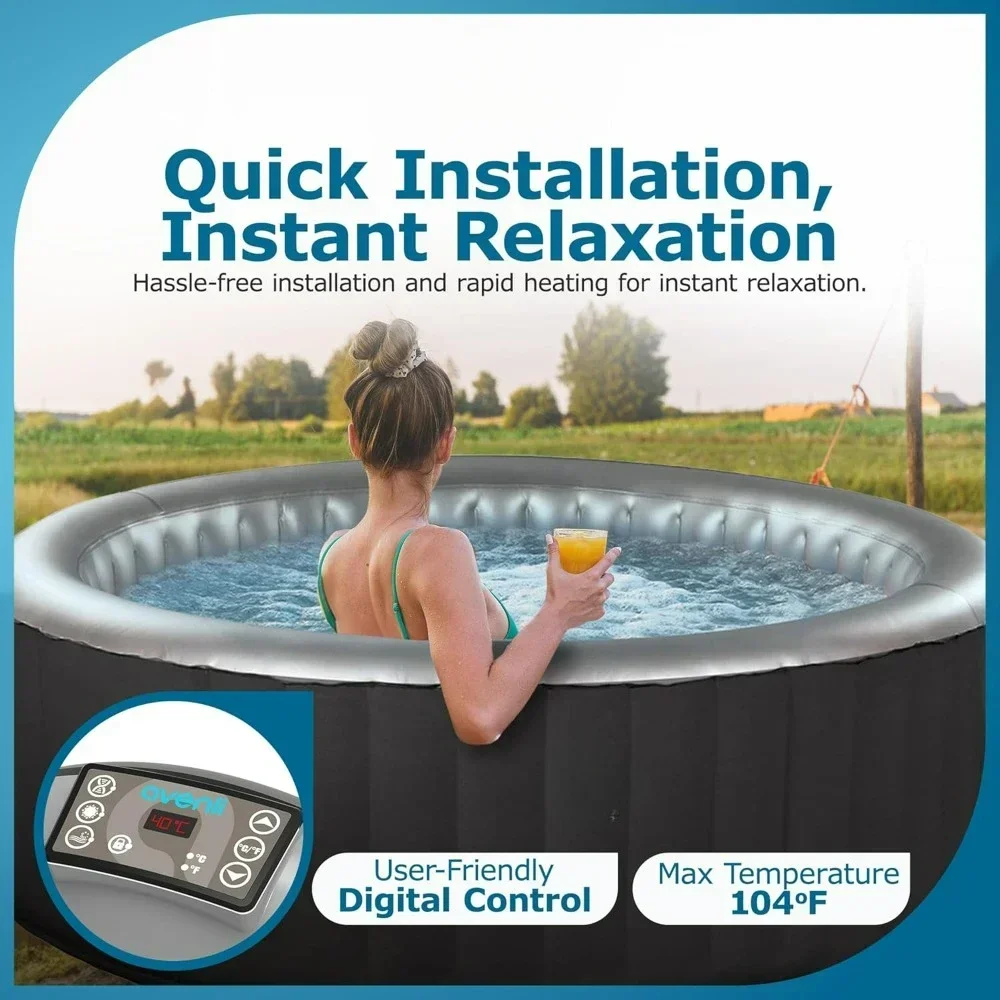 Hot Tub, 181 Gallon 49 Inch 2 To 3 Person Inflatable Hot Tub Spa with Control Panel, Insulated Tub Cover and Floor Protector