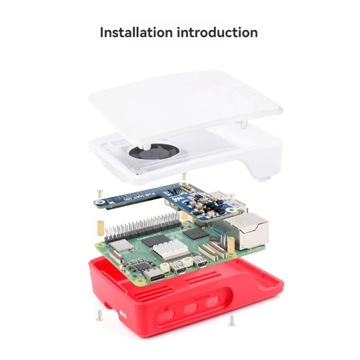 

M86K for 5 POE Expansion Board with Case Built-in Fan Supports 802.3af/At Network Standard POE HAT
