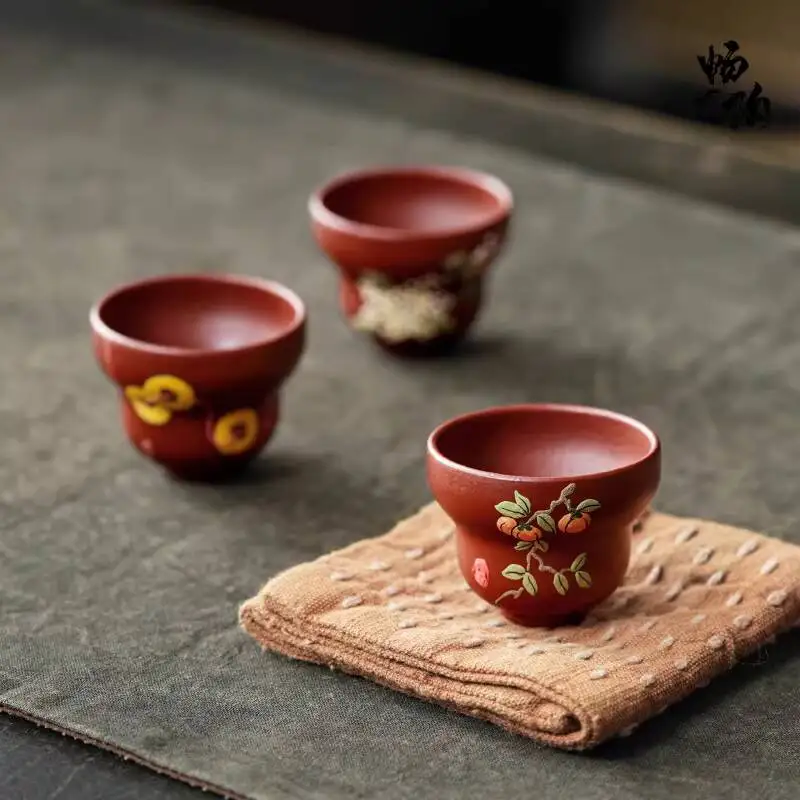 [Changtao]Original Purple Clay Handmade Tea Tasting Cup, Clay-Painted Gourd Small Cup 15Cc, Single Piece Price