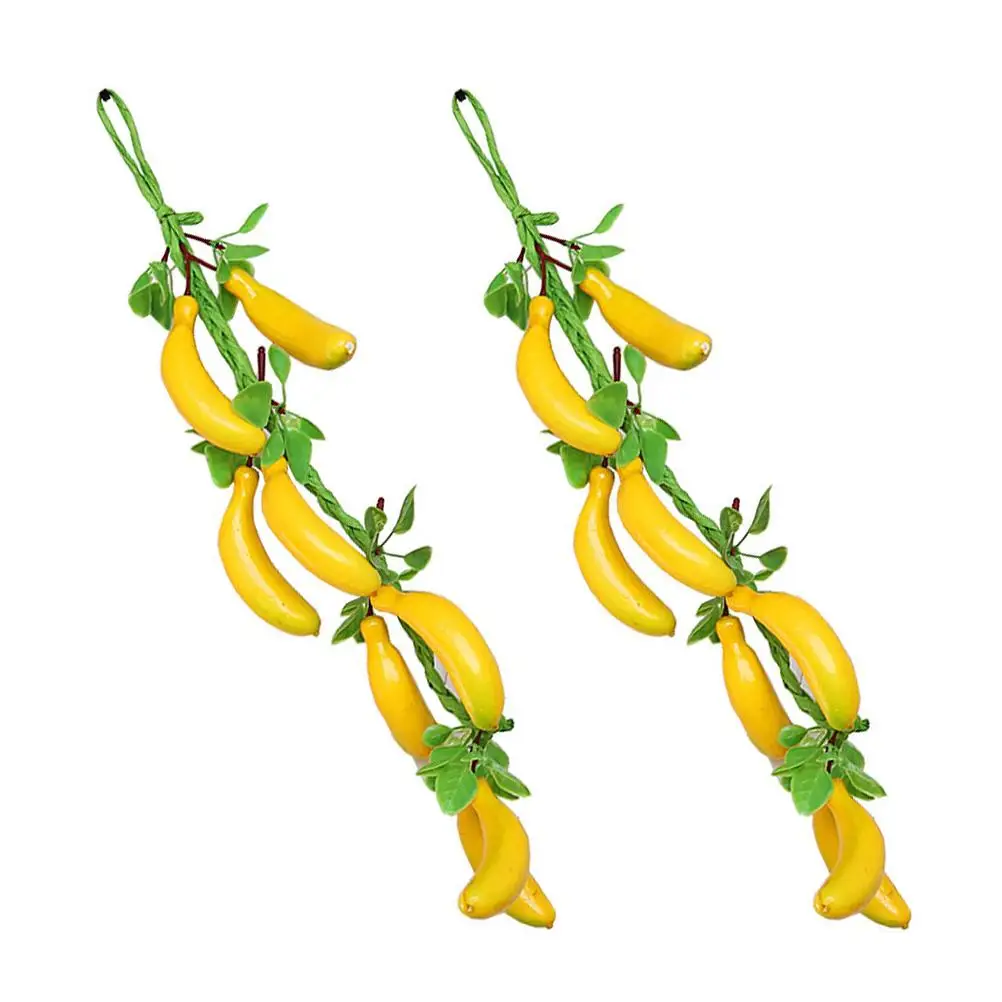 

2 Pcs Decorate Simulated Banana Hanging Skewers Child Decoration Garlands Pu Fake Fruit Decorative Pendant