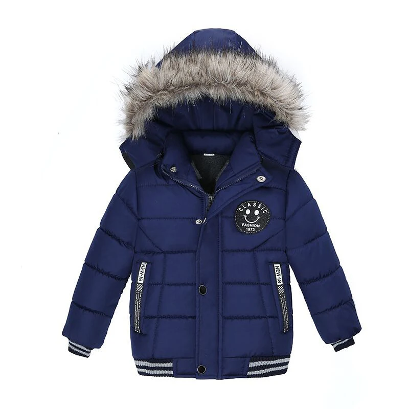 Autumn Winter Boys Jacket New Keep Warm Baby Coat Hooded Zipper Fashion Fur Collar Boys Outerwear 2 3 4 5 6 Years Kids Clothes