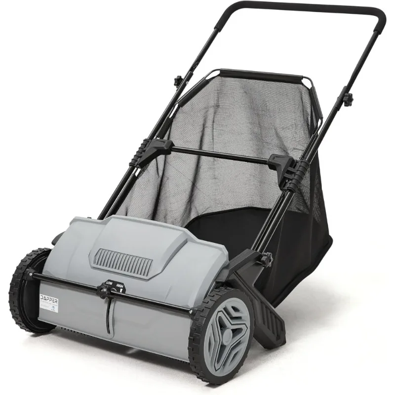 

21 Inch Push Lawn Sweeper with Large 3.5 cu. ft. Hopper Bag for Grass and Leaf Cleanup Durable Wheels Dual Spinning Brushes