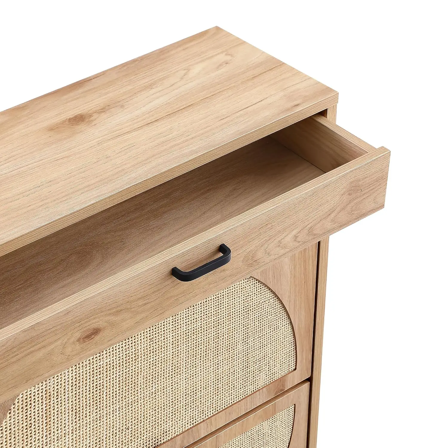 Rattan Shoe Cabinet with 2 Flip Drawers & Adjustable Shelf, Freestanding Storage Organizer for Entryway, Large, Customized