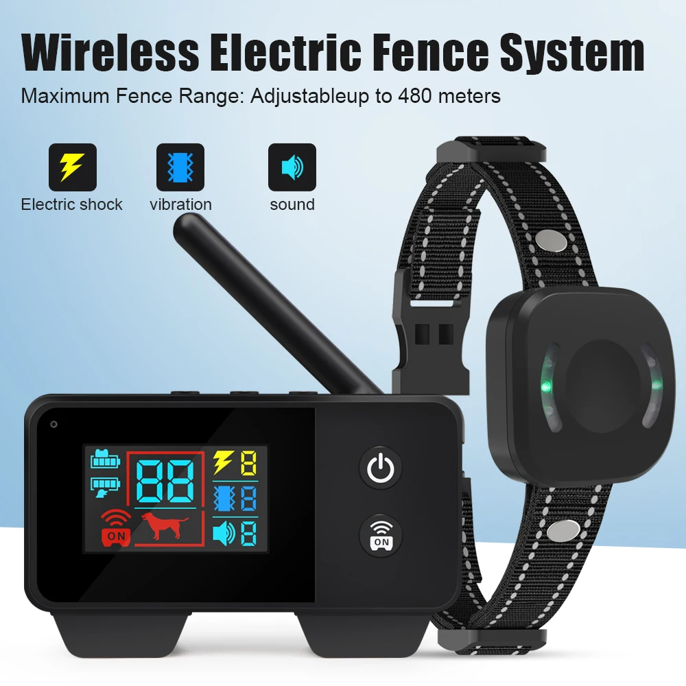 

480 м беспроводной электронный забор для собак умный ошейник для дрессировки собак перезаряжаемый прибор для собак электрический пульт дистанционного управления набор забора для собак