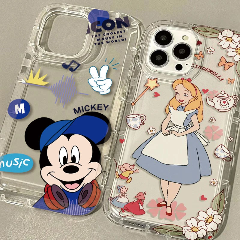 Clear Phone Case For Samsung Galaxy A14 A24 A03 A03S A13 A23 A73 A12 A22 A42 A51 A71 A04 A04S A04E Disney Mickey Mouse Alice