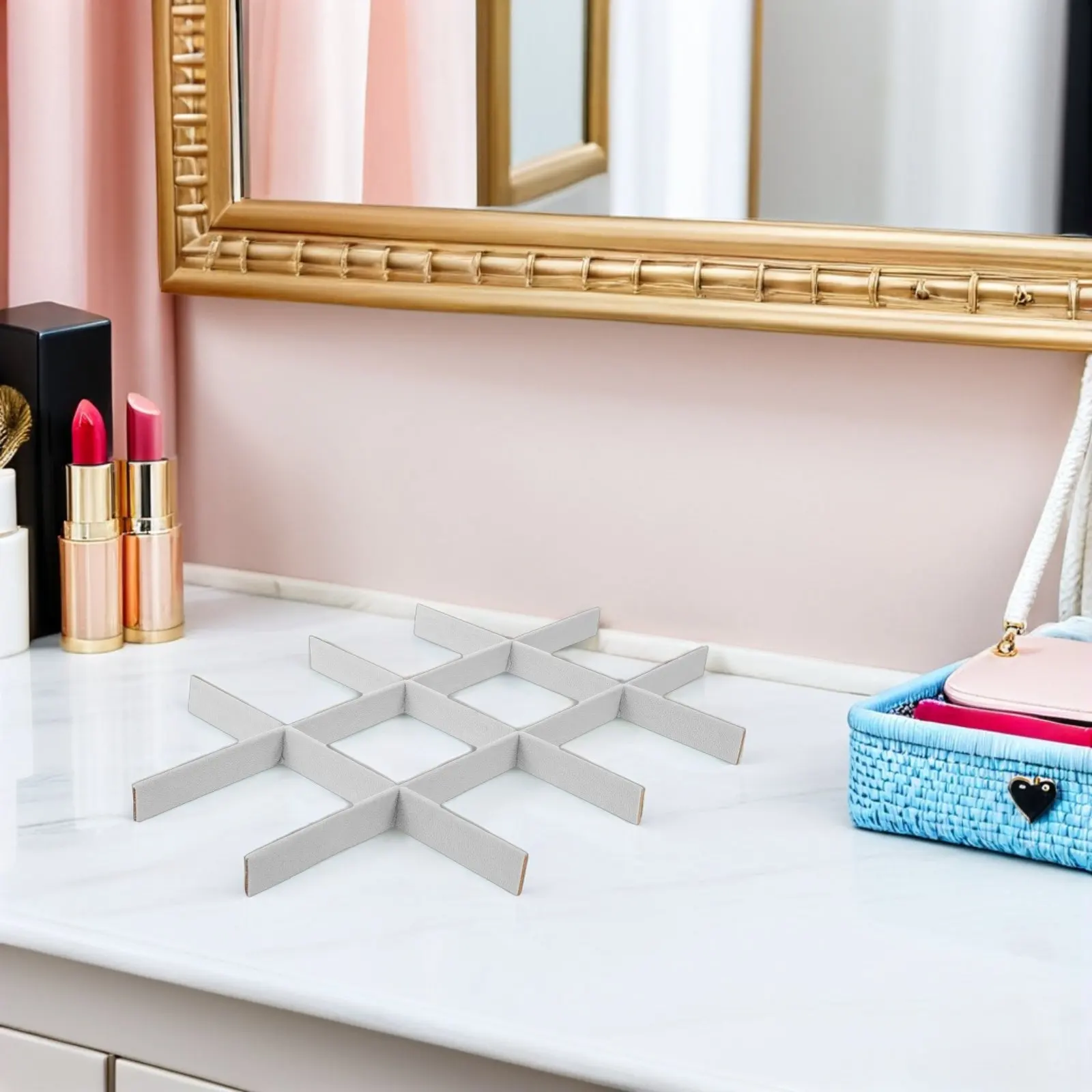 

Jewelry Tray Divider Inserts 12 Grid Adjustable Jewelry Box Dividers Tray Drawer Non-Slip Separator Liner Necklace Earring