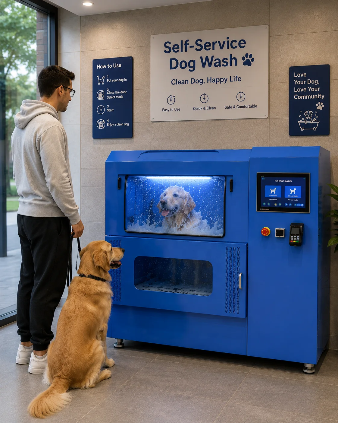 Automatic Manual Luxury Pet Beauty Machine Waterproof Reinforced Support Bathroom Indoor Outdoor Grooming Equipment