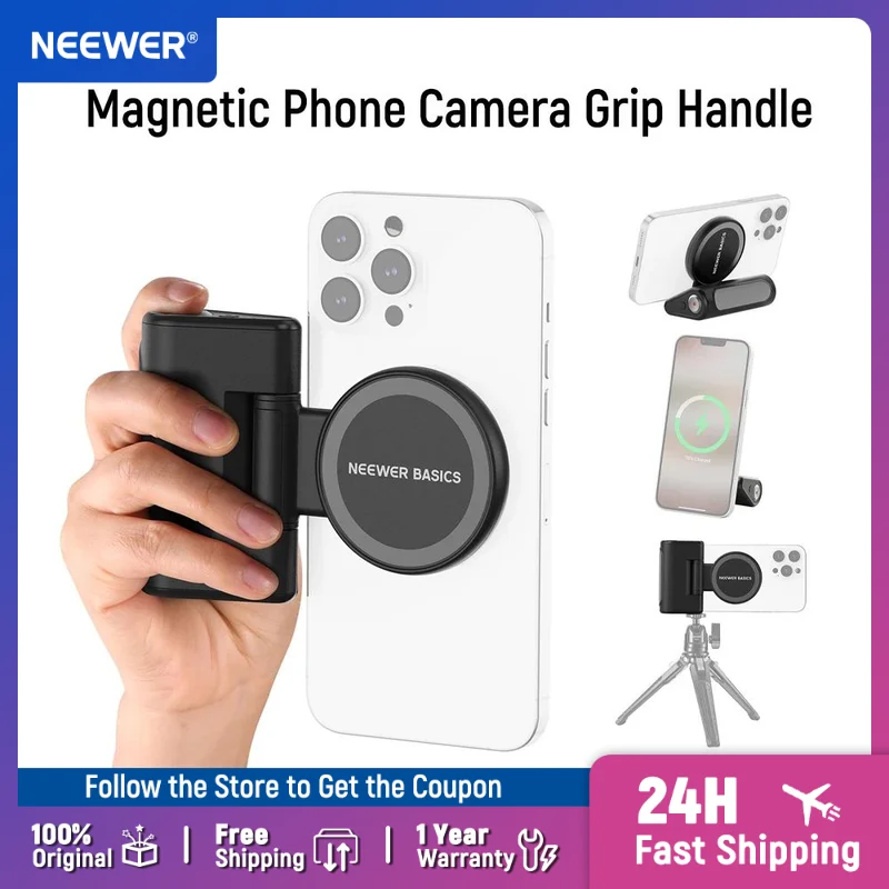 

NEEWER Basics Magnetic Phone Camera Grip Handle with Shutter Remote ONLY 18W Magnetic Charging for MagSafe iPhone