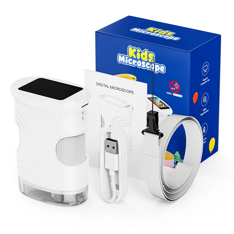 Digitale Microscoop voor Kinderen 1000X Handheld HEN HAO 2.0 ''Scherm Oplaadbare Mini Pocket Onderwijskunde Speelgoed voor Kinderen