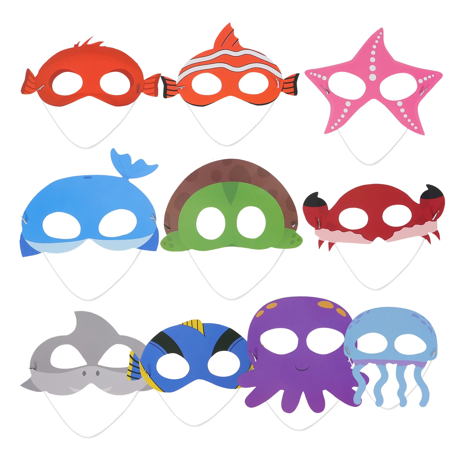 10Pcs Ocean Animal Masks Decorative Cartoon Cosplay Masks Halloween Party Festival Supplies Ocean Animal Mask Sea Decorations