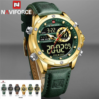 NAVIFORCE Men Watch Digital Sport Top Brand Luxury WristWatch Military  Leather LED Quartz Business Original Male Clock 9208