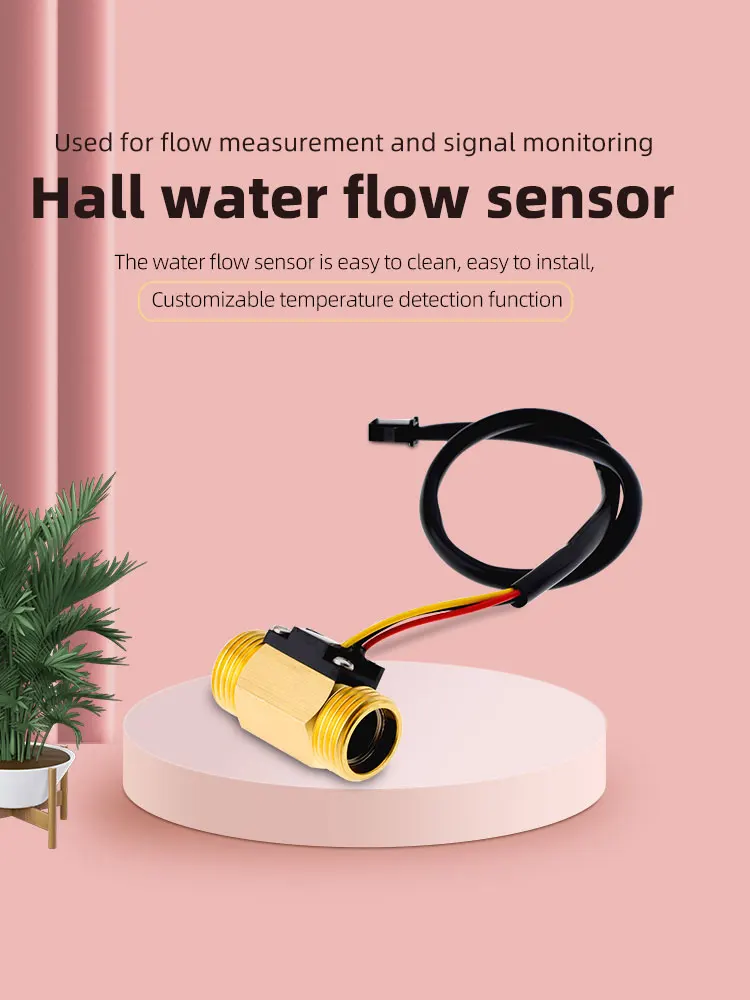 

Hall water flow sensor water heater coffee machine turbine water flow meter stainless steel material copper pulse signal 1-30L