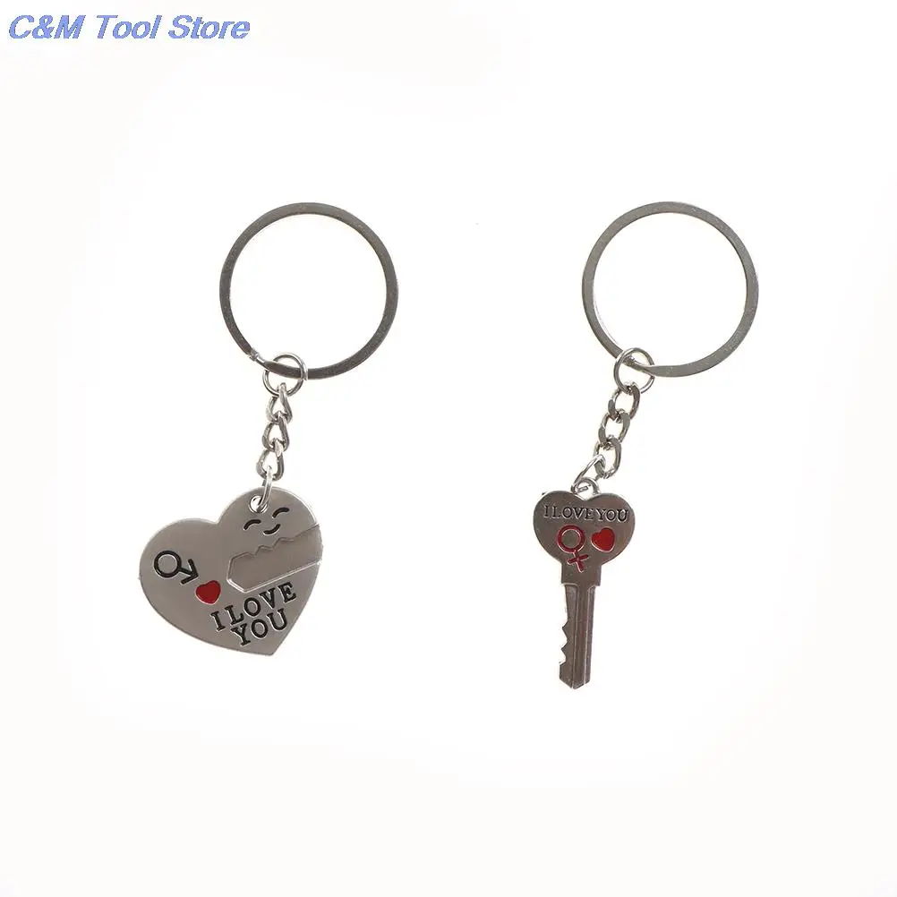 Heart 3.2cm ,Key 3.3cm Couple Women Bag Auto Wedding Female Gift Keychain Trinket Love Heart Key Chains Lock Keyring