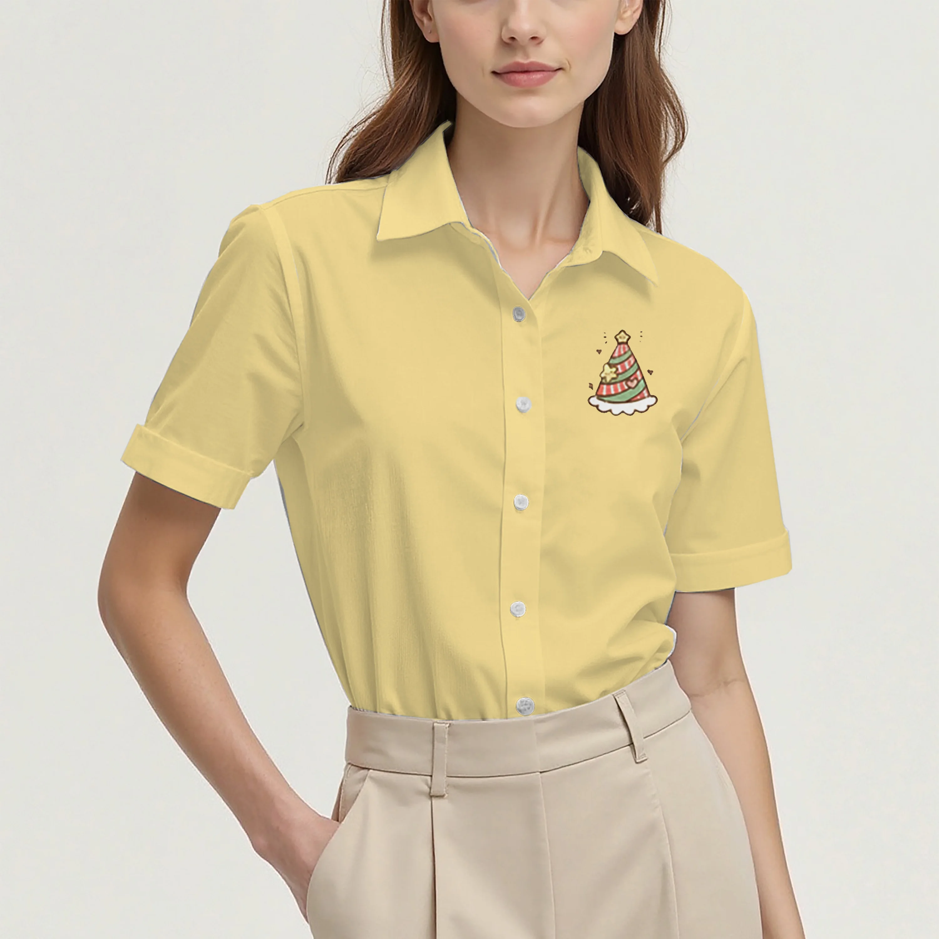 Women's casual short-sleeved printed shirt. The print is versatile and suits everyone, whether for commuting, dating, or outings