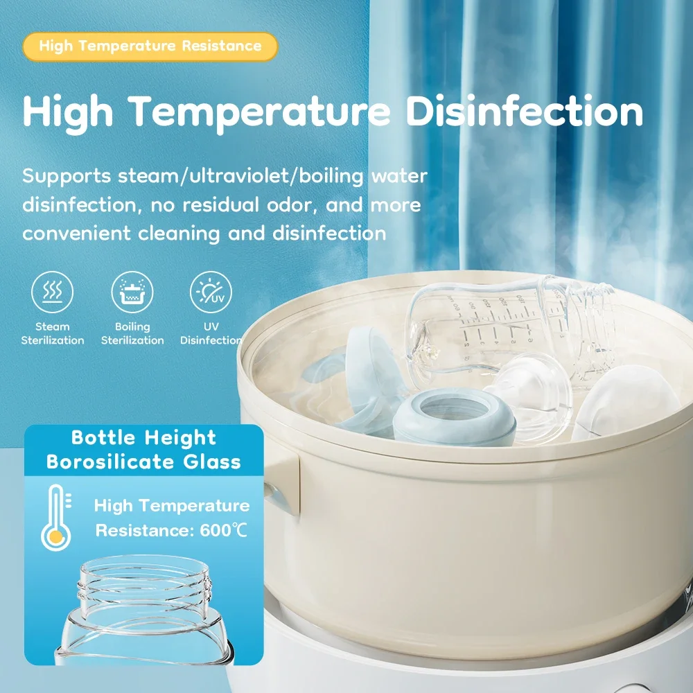 Baby Bottle High Borosilicate Glass 80/160/240ml Wide-Mouthed Anti-Bloating Feeding Bottle with Clear Scale BPA-Free for Infants view 5
