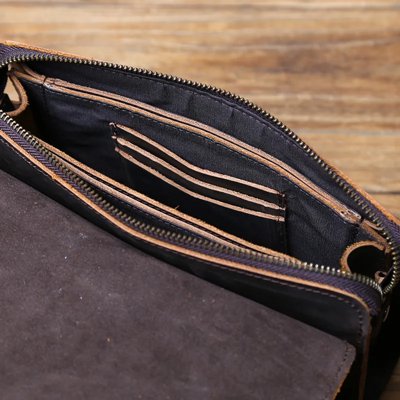 Nzpj Vintage Echt leder Herren Clutch Tasche verrückte Pferd Leder Handy tasche natürliche Top Layer Rindsleder Brieftasche für 8-Zoll-iPad – Detail 17
