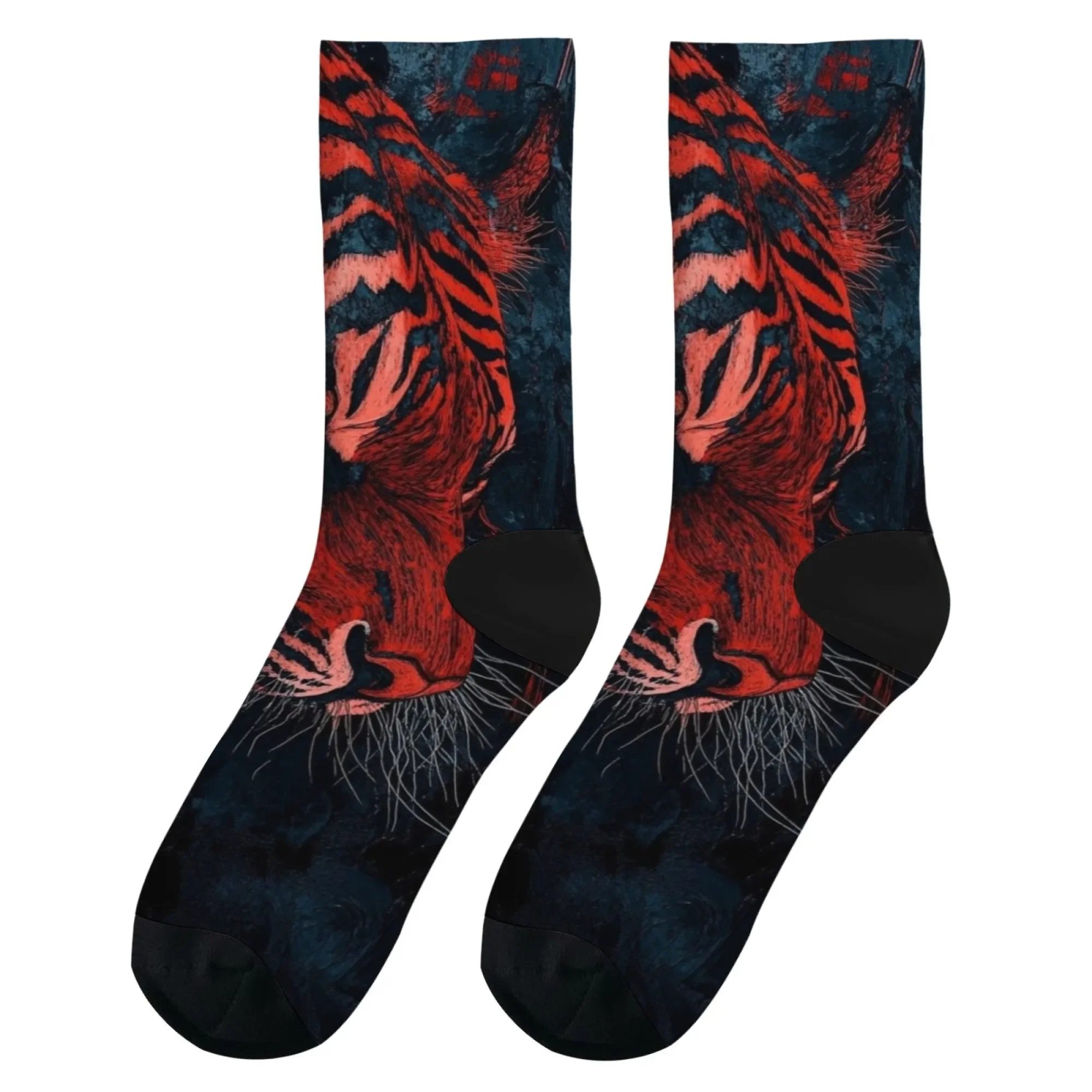 Calzini con stampa tigre di tendenza da strada, comodi calzini sportivi casual da uomo, novità interessanti, adatti a tutte le stagioni