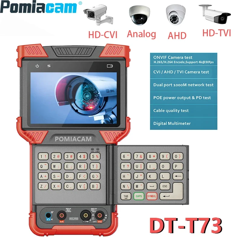 

T73 4inch Screen CCTV TESTER Support H.265/H.264 4K IP Camera TVI, AHD, CVI 3.0 Camera ONVIF Test IP Configuration IPC Test