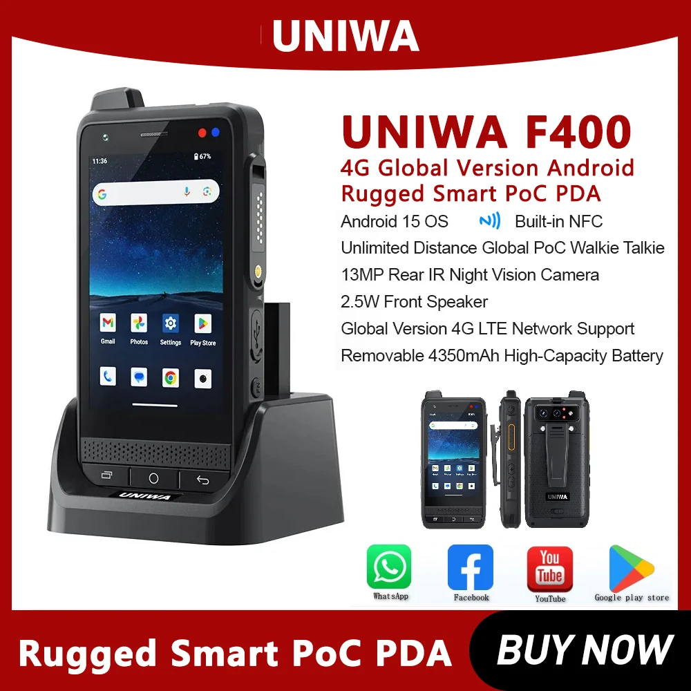 

НОВЫЙ Uniwa F400 4-дюймовый портативный цифровой DMR для водонепроницаемой рации со глобальным радиусом Zello Walkie Talkie для смартфона
