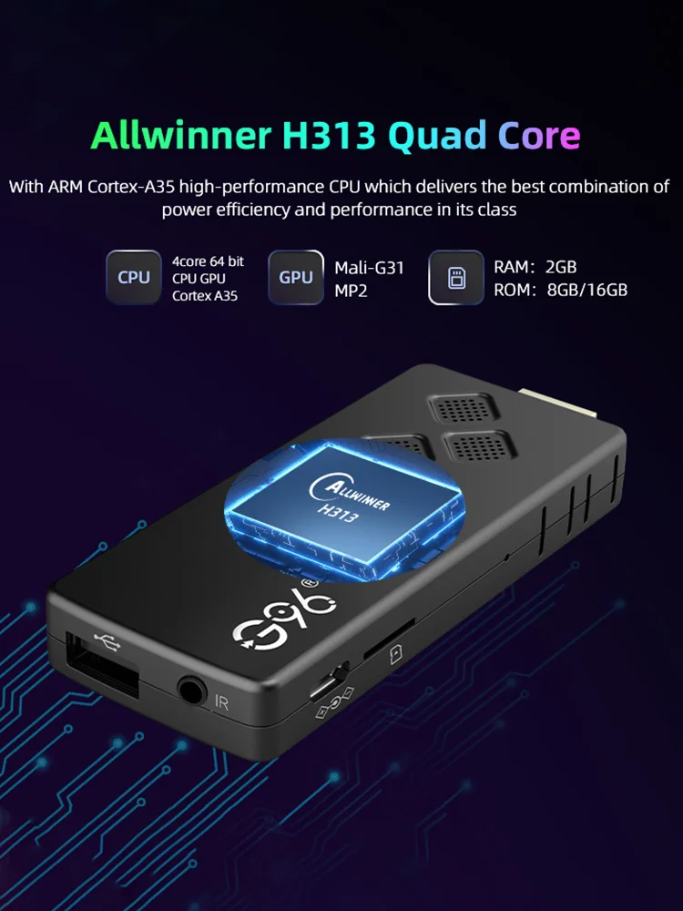 2024 Hot G96 ATV 8k Android13.0 TV Stick Infrared Remote Control 2GB8GB 2.4G&5G Dual Wifi BT5 Netflix Youtube Media Player