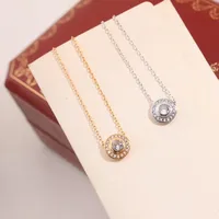 New 2024 Trend Classic High Quality Hot Brand Luxury Jewelry Necklaces For Women Wedding Pure 925 Sliver Round Zirons Rose Gold