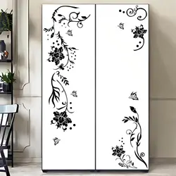 Flower Vine Wall Stickers Black Flower Wall Stickers Butterfly Flower Wall Decorations Removable Vinyl DIY Home Wall Art Sticker