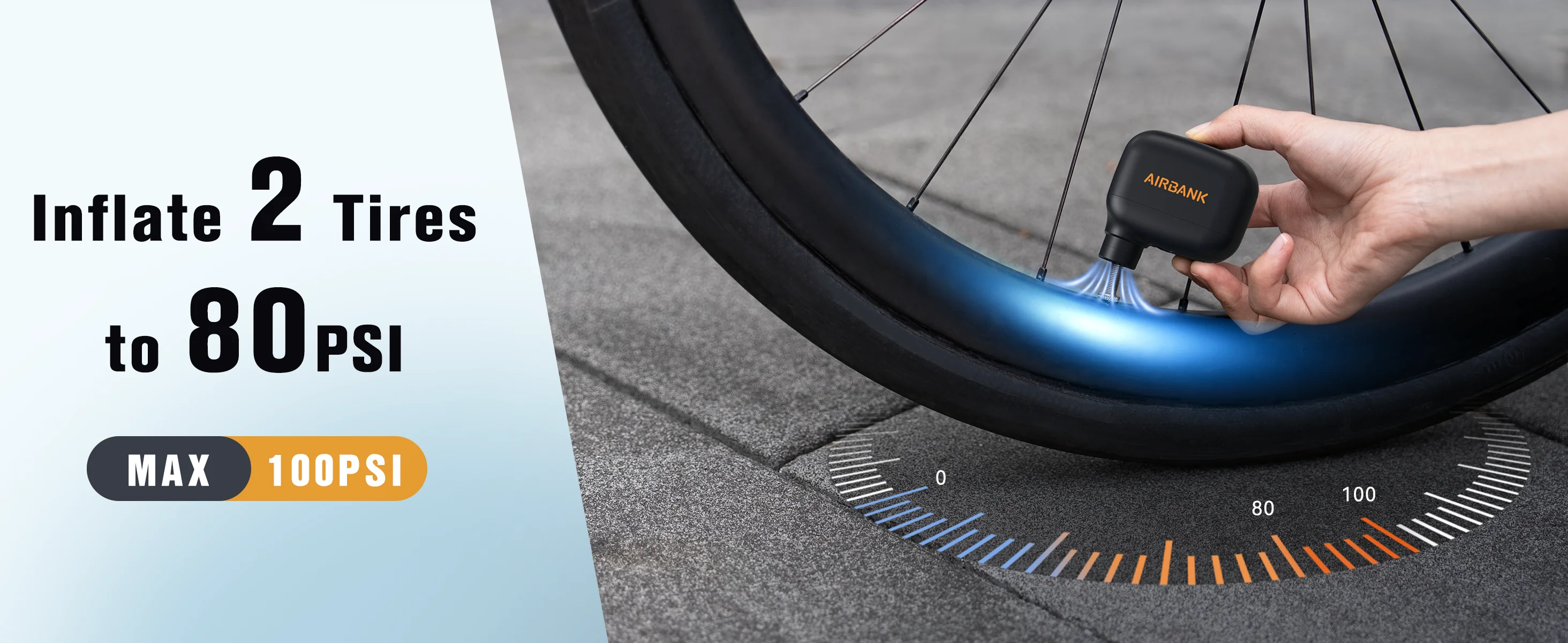 Airbank Pocket SE Mini Fahrradpumpe AS100 Reifenfüller 100PSI Typ-C Fahrradzubehör für Schrader- und Presta-Reifen – Detail 3