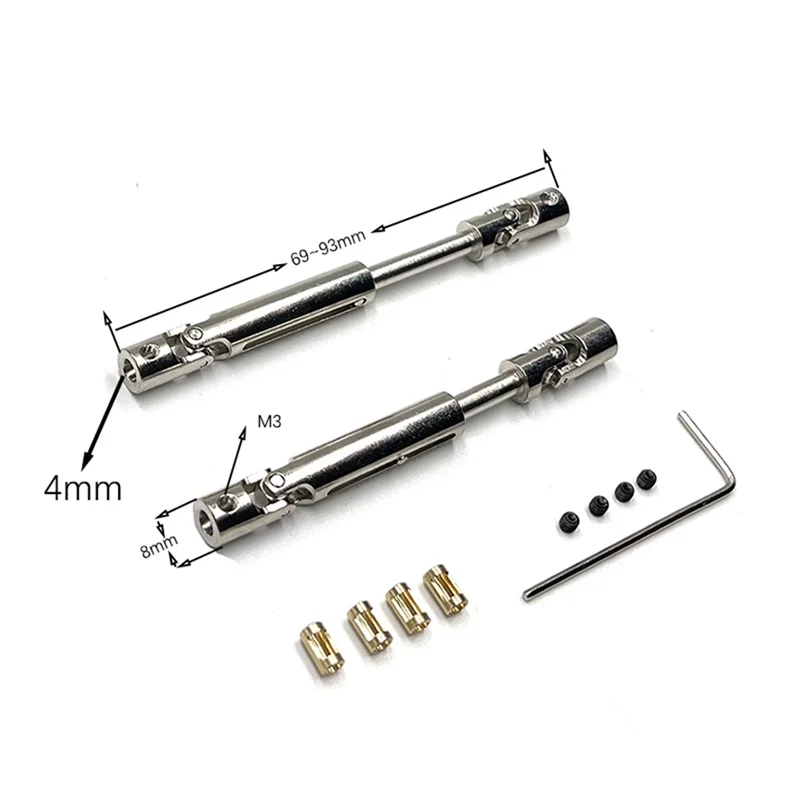 MN78 Metal Drive Shaft CVD Driveshaft with 3mm to 4mm Shaft Sleeve for MN78 MN-78 MN 78 1/12 RC Car Upgrade Parts