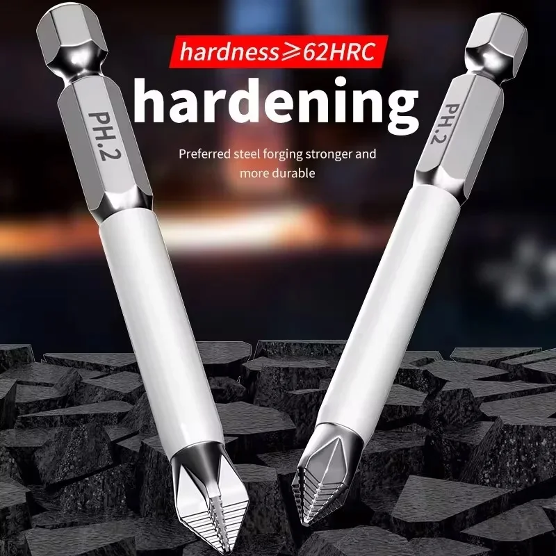 6 /12pcs Magnetic Cross Screwdriver Head Magnetic Anti Slip Hardness Electric Screwdriver Tool Electric Drill Extended Hexagonal