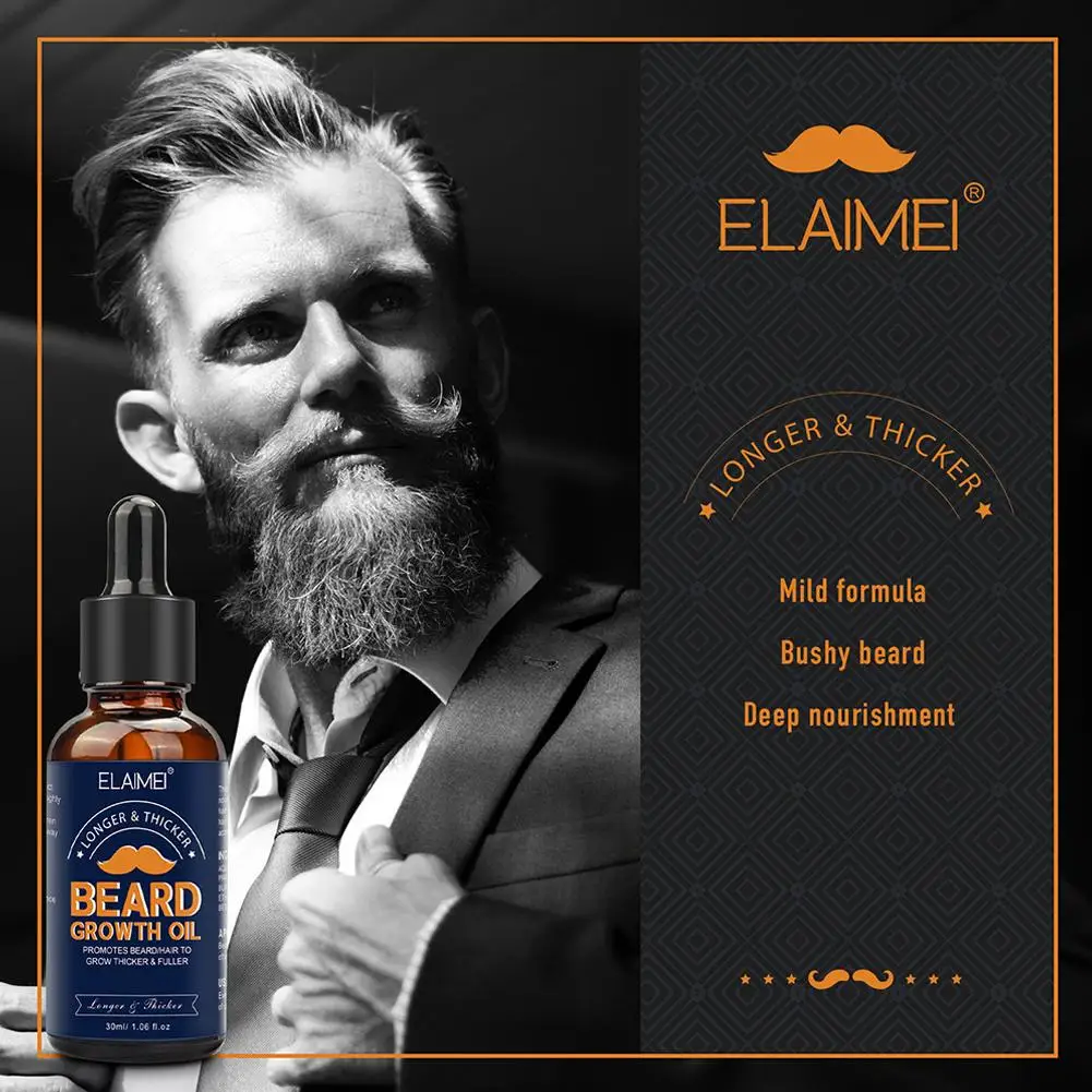 Aceite de barba para hombres, acondicionador para el crecimiento de la barba, crecimiento más fuerte, más grueso, suavizante más rápido, L5W6