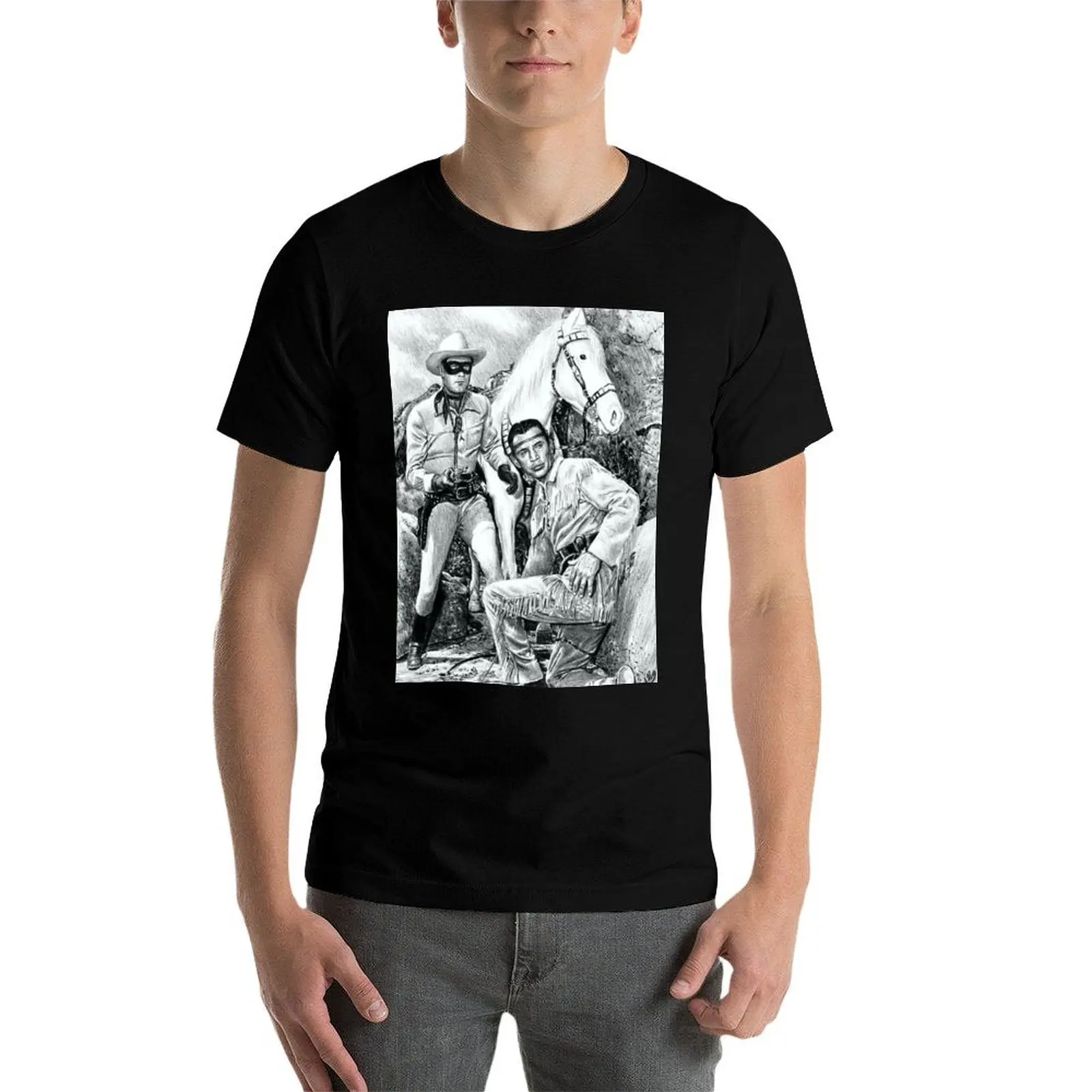 

The Lone Ranger and Tonto T-Shirt anime tshirt t shirt for man 100 percent cotton printed t shirts for man T-Shirt
