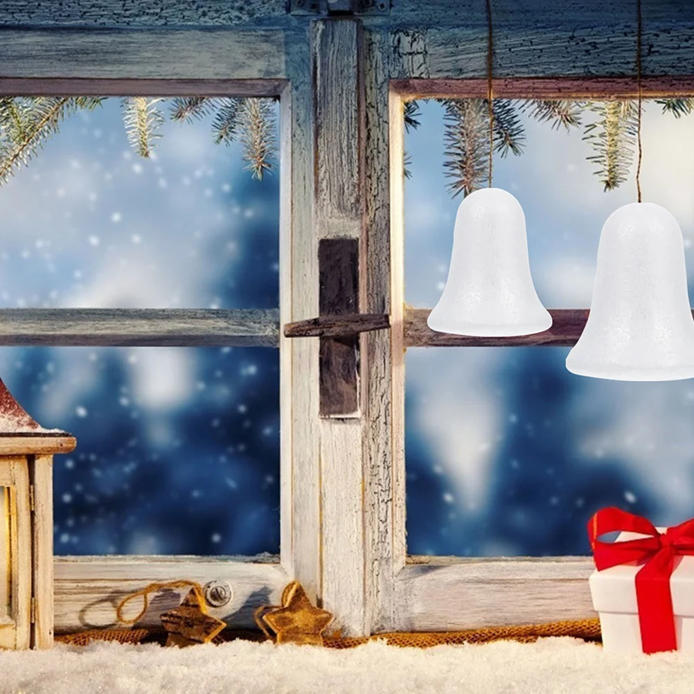 

6Pcs Foam Bell Ornaments Xmas Pendant DIY Projects Models Small Jingle Bells for Crafts Charming Christmas Decor