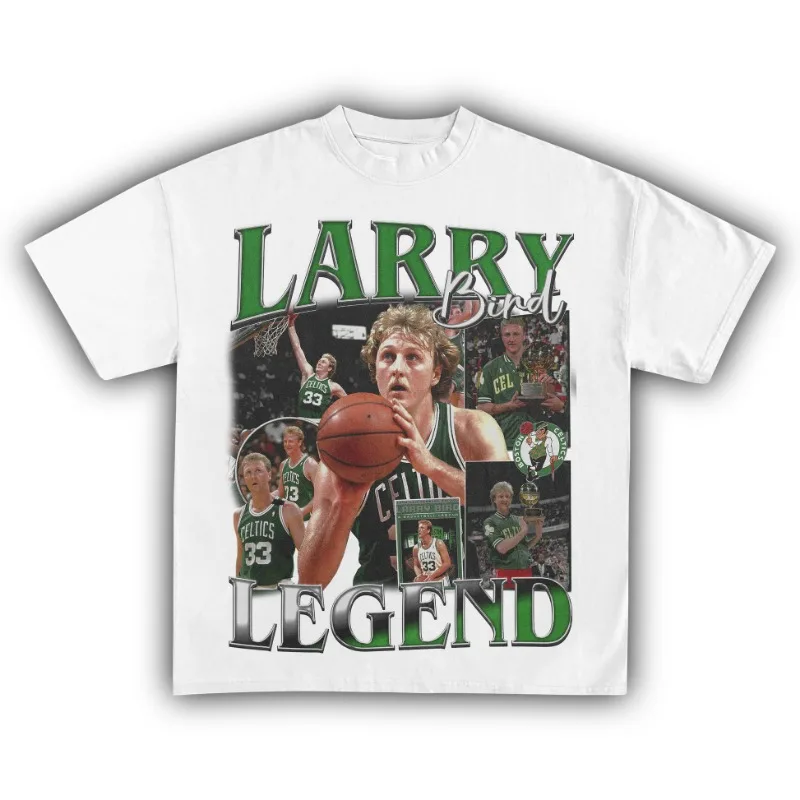 Larry Bird Basketball Graphic Cotton T-shirt Women Unisex Fans Essentials Short Sleeve Retro Top Summer Fashion Luxury Brand Tee